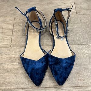 Topshop flat slip on shoes women blue star chain